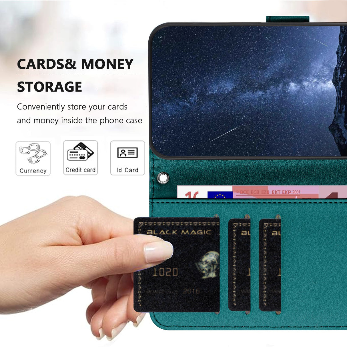 Honor Magic8 Lite EIDERWOOD Faux Leather Flip Case with Card Holder & Stand Function - Green
