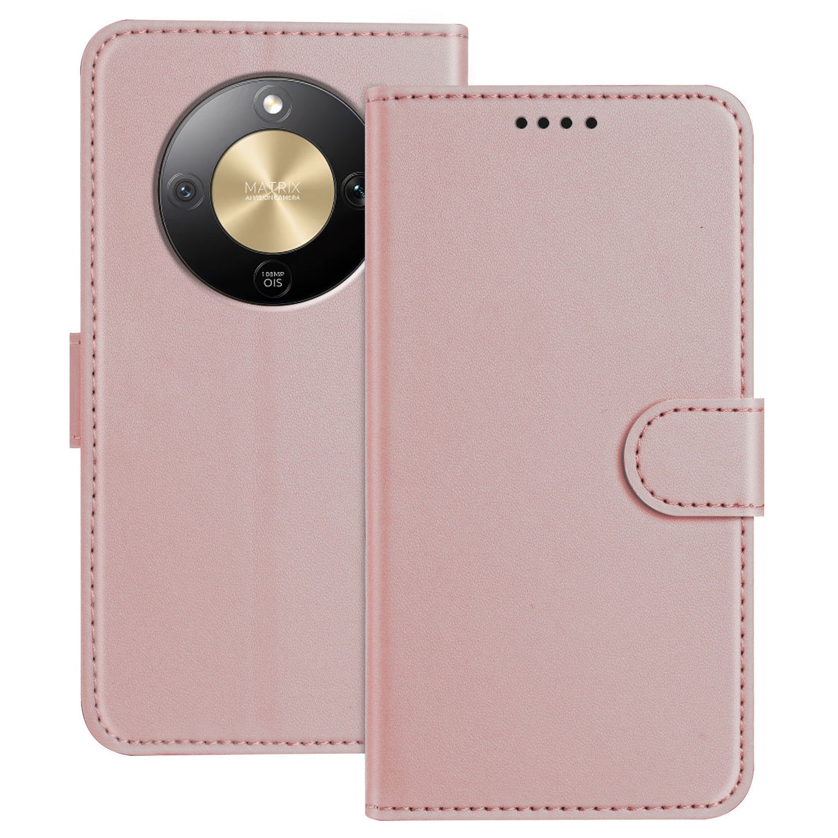 Honor Magic8 Lite EIDERWOOD Faux Leather Flip Case with Card Holder & Stand Function - Rose Gold