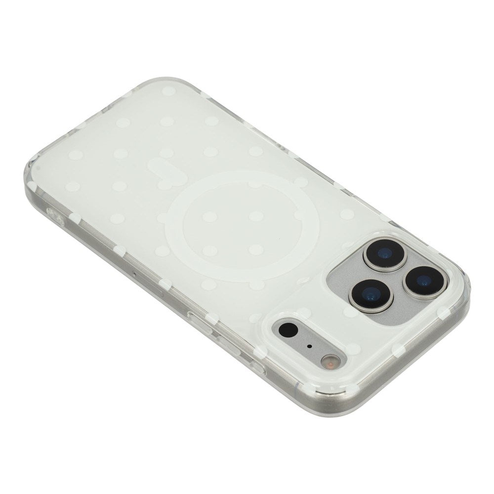 EIDERWOOD iPhone 17 Pro Hybrid Case with Polka Design - MagSafe Compatible - Transparent / White