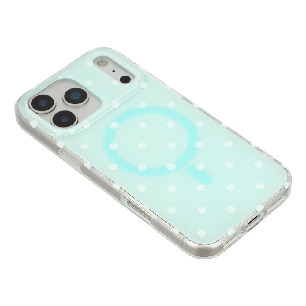 EIDERWOOD iPhone 17 Pro Hybrid Case with Polka Design - MagSafe Compatible - Transparent / Turquoise