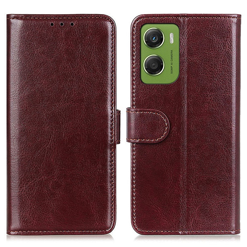Motorola Moto G06 EIDERWOOD Leather Flip Case w. Card Holder - Brown