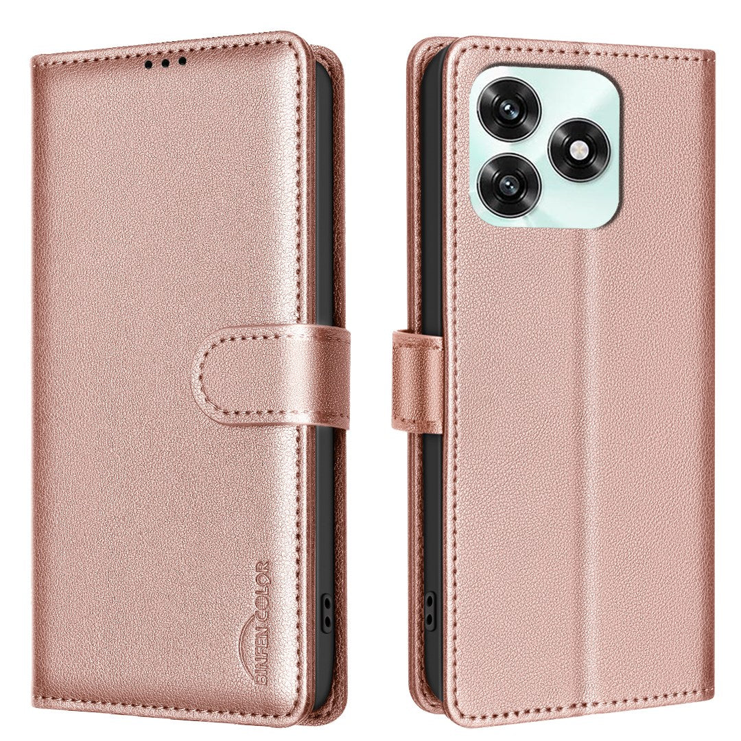 Honor X5c / X5c Plus BINFEN Faux Leather Flip Case with RFID Blocking - Rose Gold