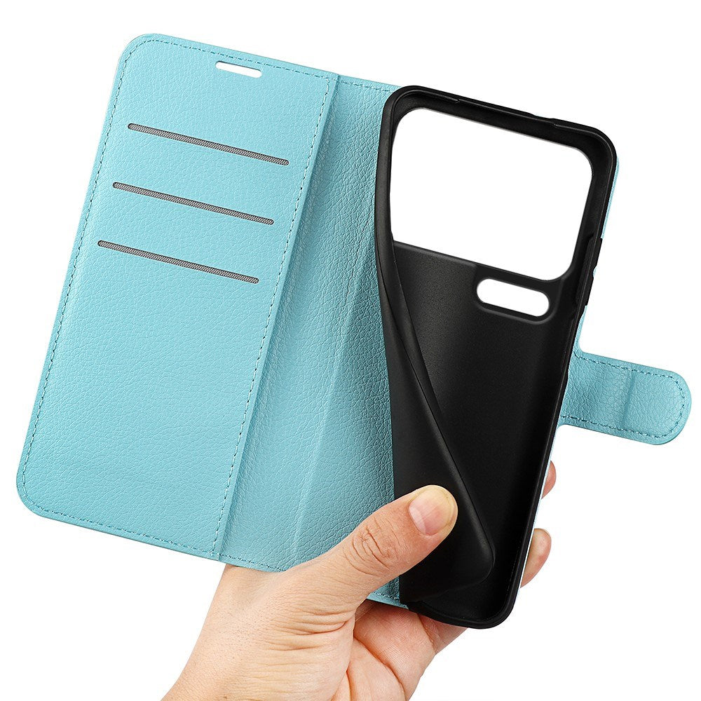 Xiaomi 17 Pro Max AMORUS Litchi Texture Leather Flip Case w. Wallet - Blue