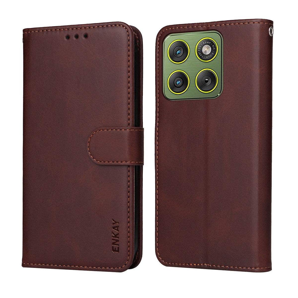 Motorola Edge 70 EIDERWOOD Leather Case with Screen Protector Glass & Card Holder - Brown