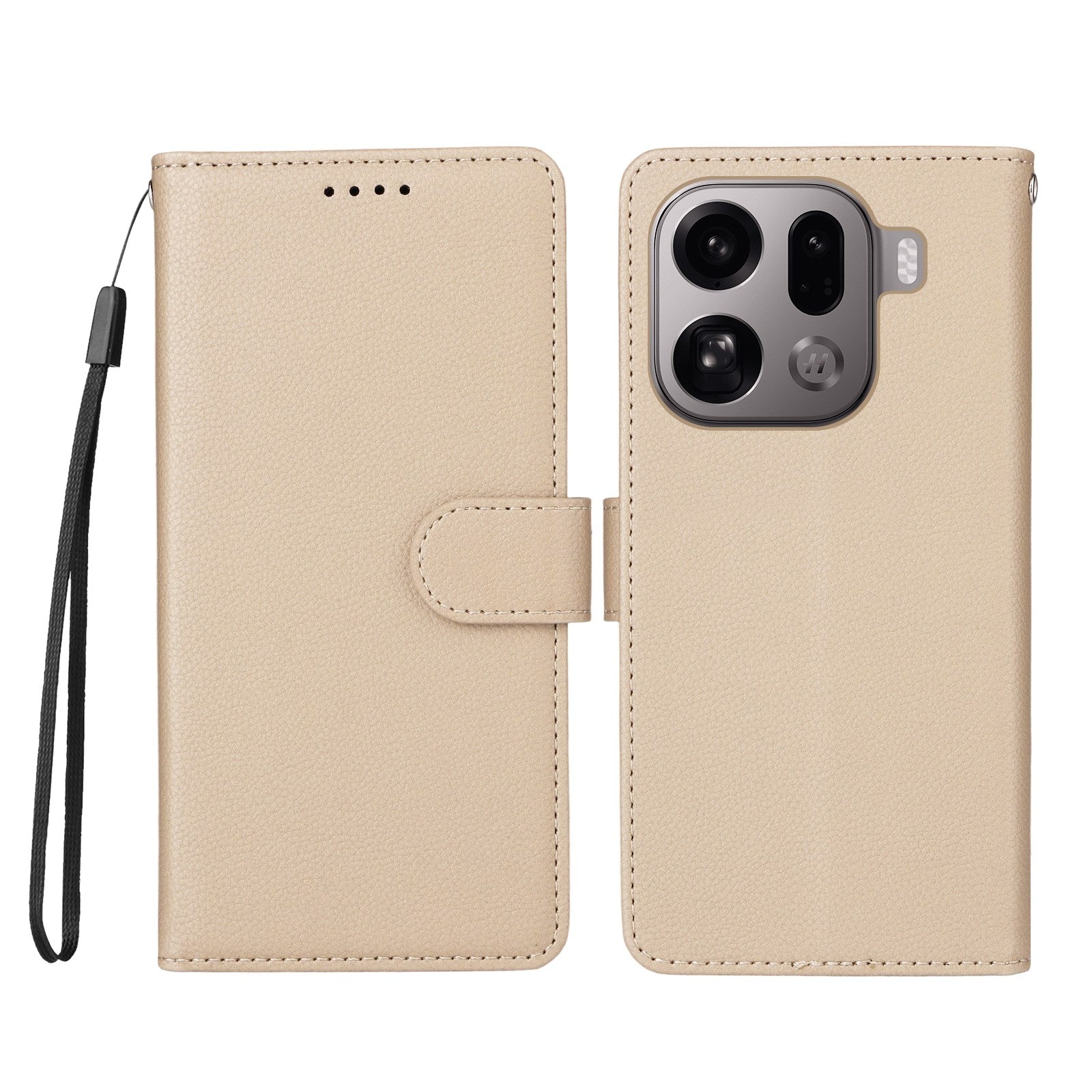 EIDERWOOD Oppo Find X9 Pro Faux Leather Flip Case with Strap - Beige