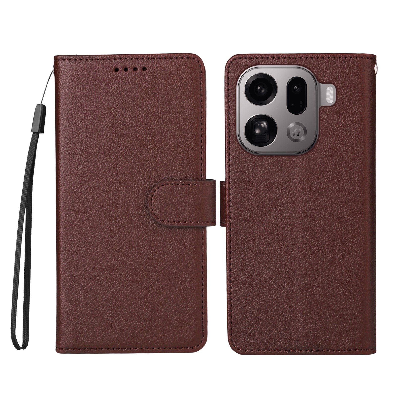 EIDERWOOD Oppo Find X9 Pro Faux Leather Flip Case with Strap - Brown