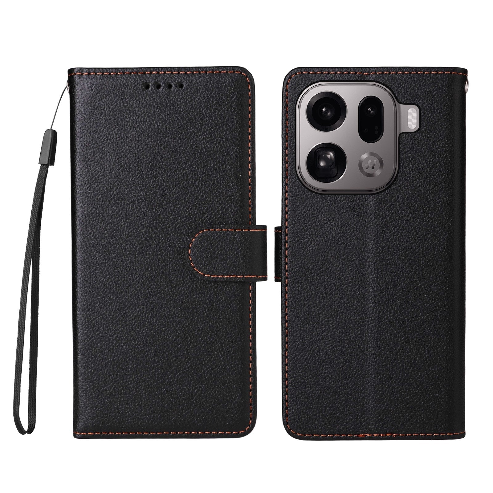 EIDERWOOD Oppo Find X9 Pro Faux Leather Flip Case with Strap - Black
