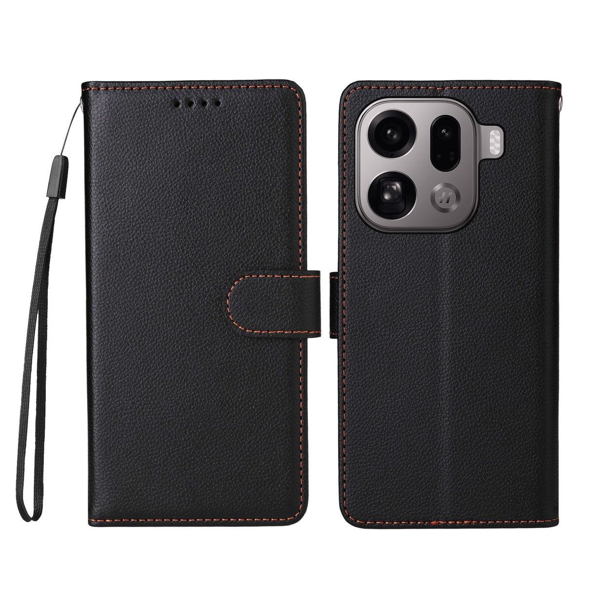 EIDERWOOD Oppo Find X9 Pro Faux Leather Flip Case with Strap - Black