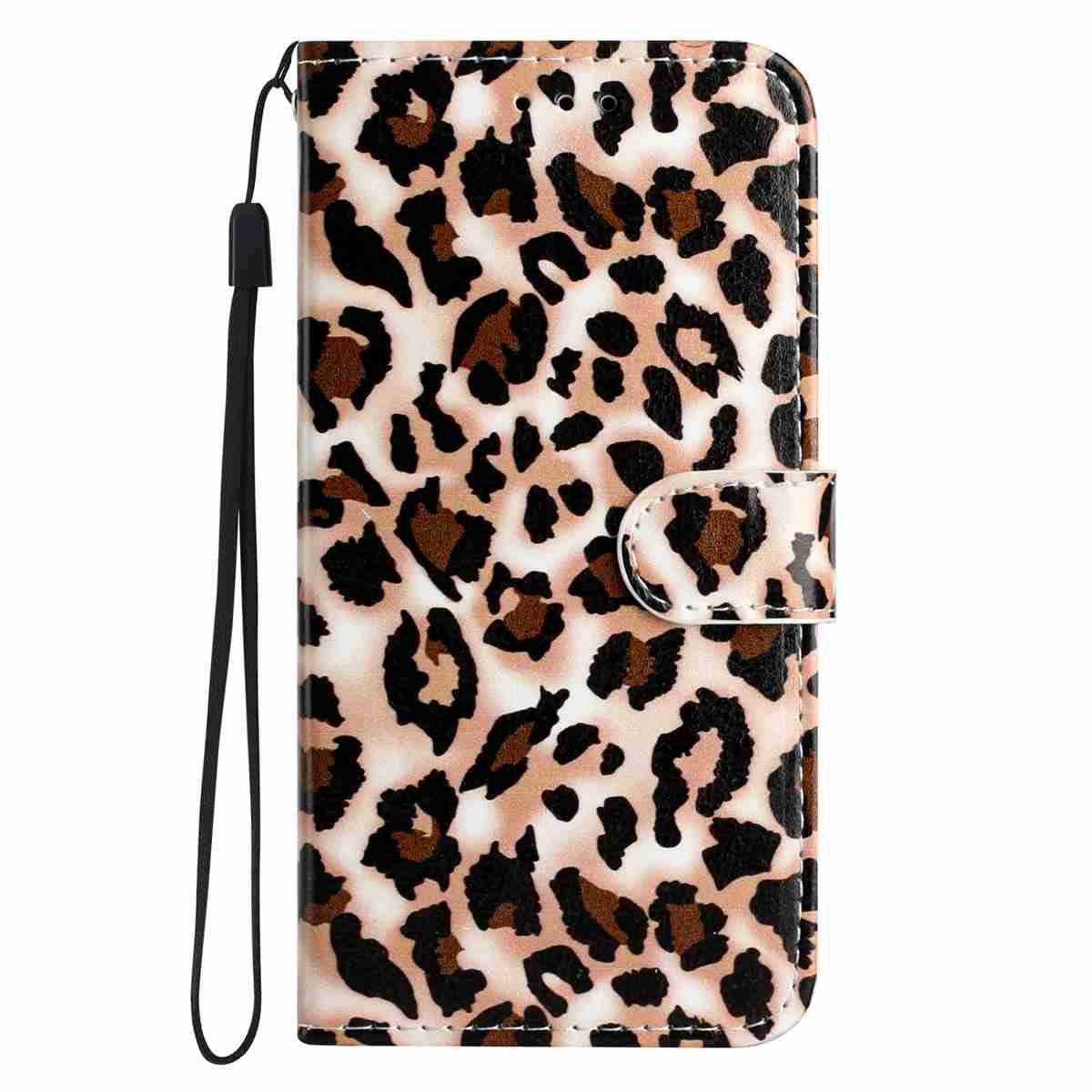 Samsung Galaxy A57 EIDERWOOD Faux Leather Flip Case with Pattern & Strap - Leopard
