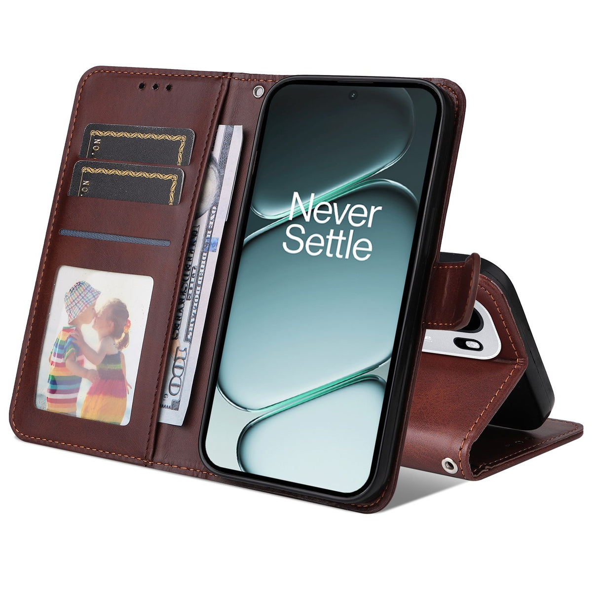 EIDERWOOD OnePlus 15R Faux Leather Flip Case with Strap - Brown