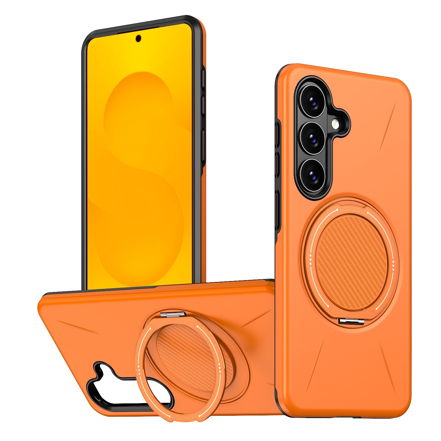 Samsung Galaxy S26 EIDERWOOD Hybrid Plastic Case with Rotating Kickstand – Orange