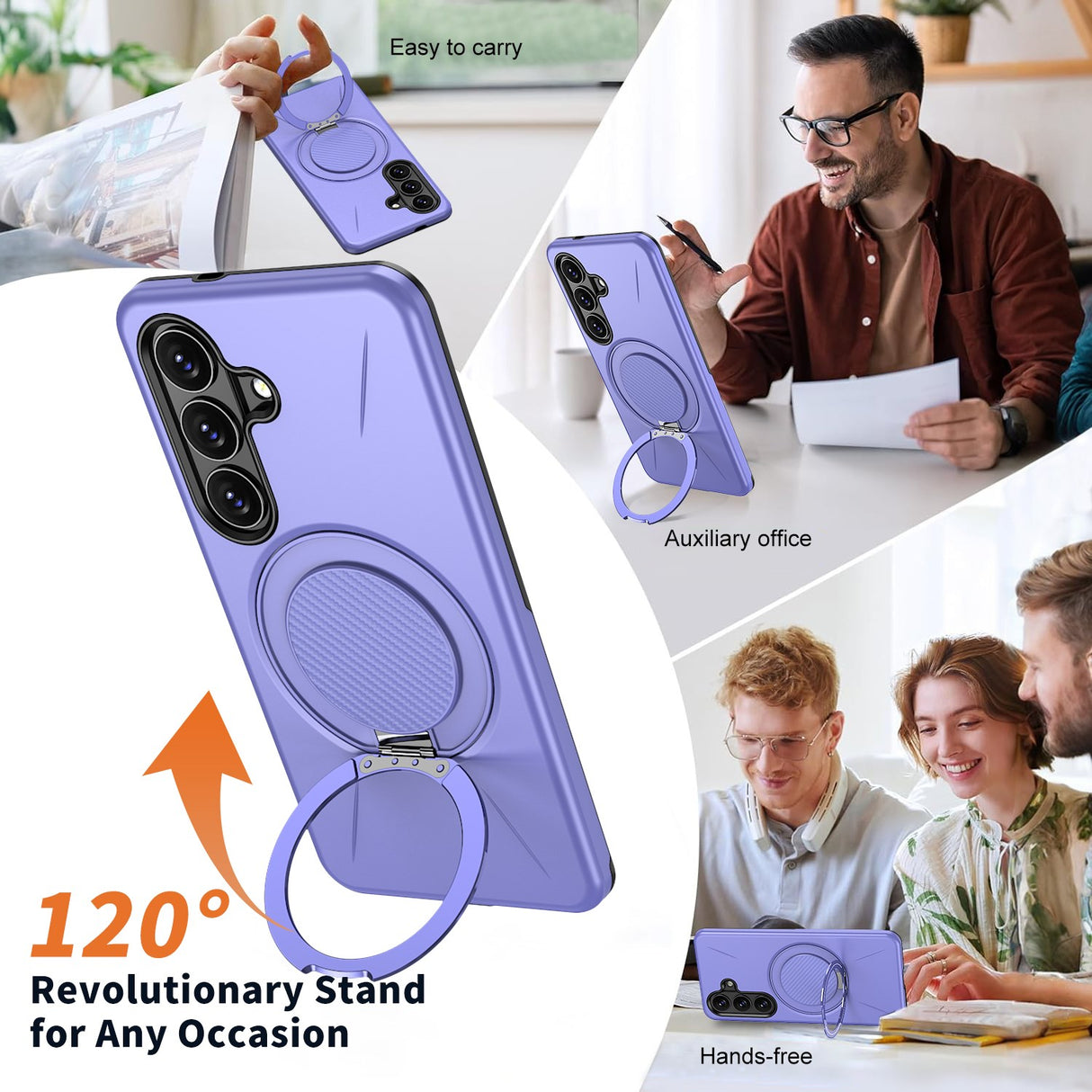 Samsung Galaxy S26 EIDERWOOD Hybrid Plastic Case with Rotating Kickstand – Purple