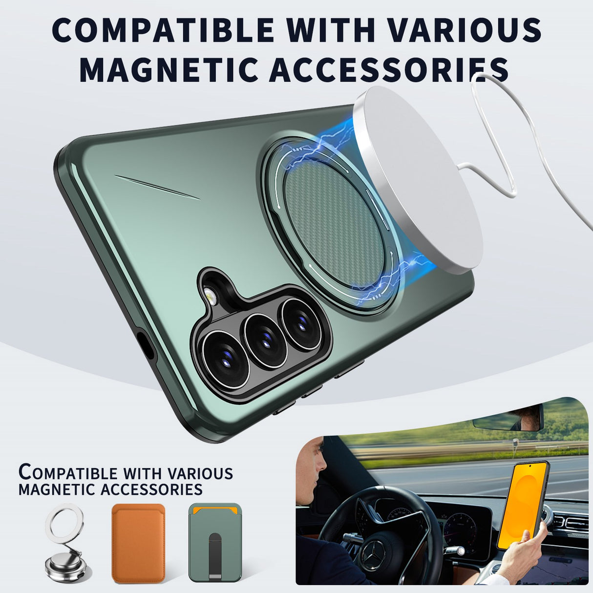 Samsung Galaxy S26 EIDERWOOD Hybrid Plastic Case with Rotating Kickstand – Green