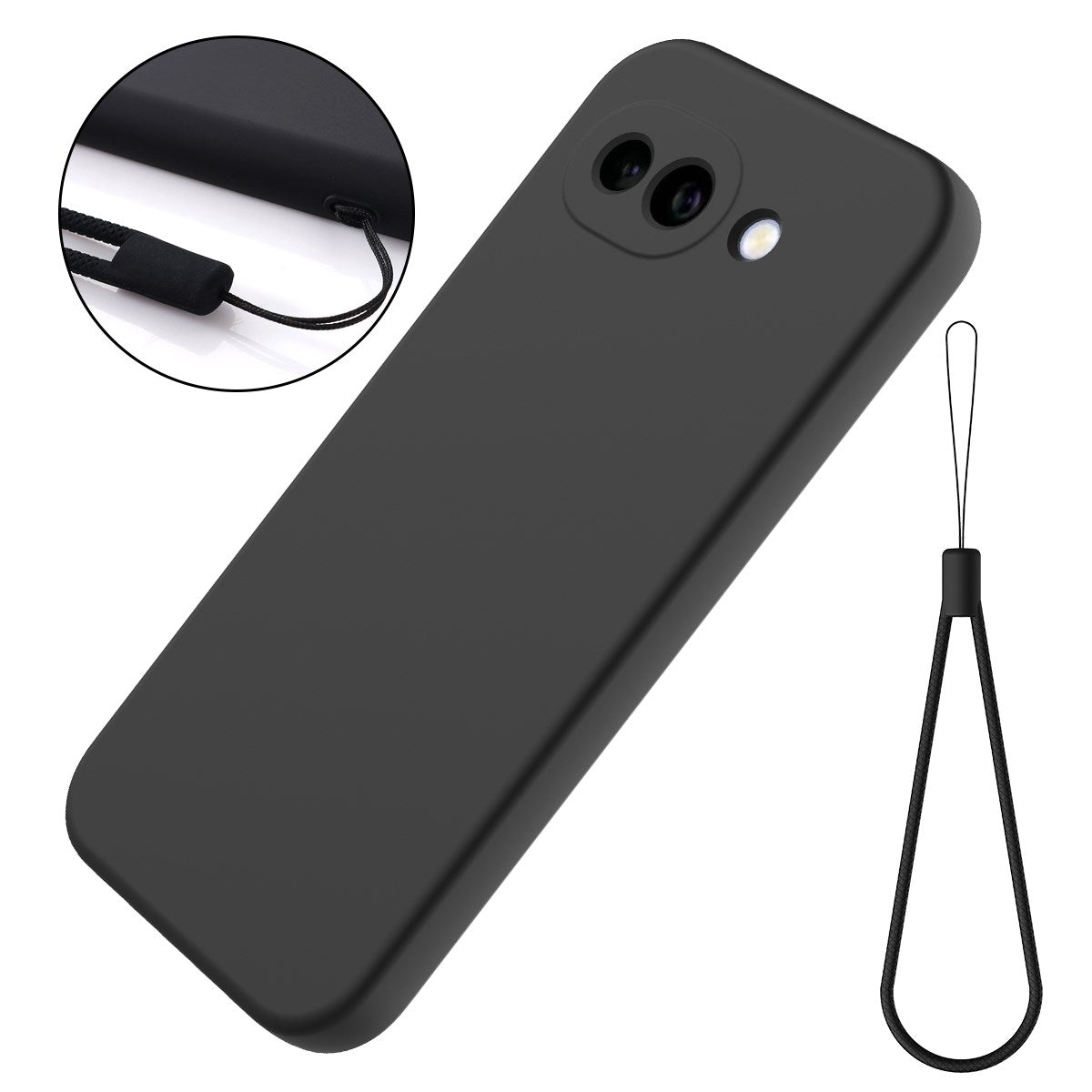 Google Pixel 10a EIDERWOOD Lined Silicone Case with Strap - Black