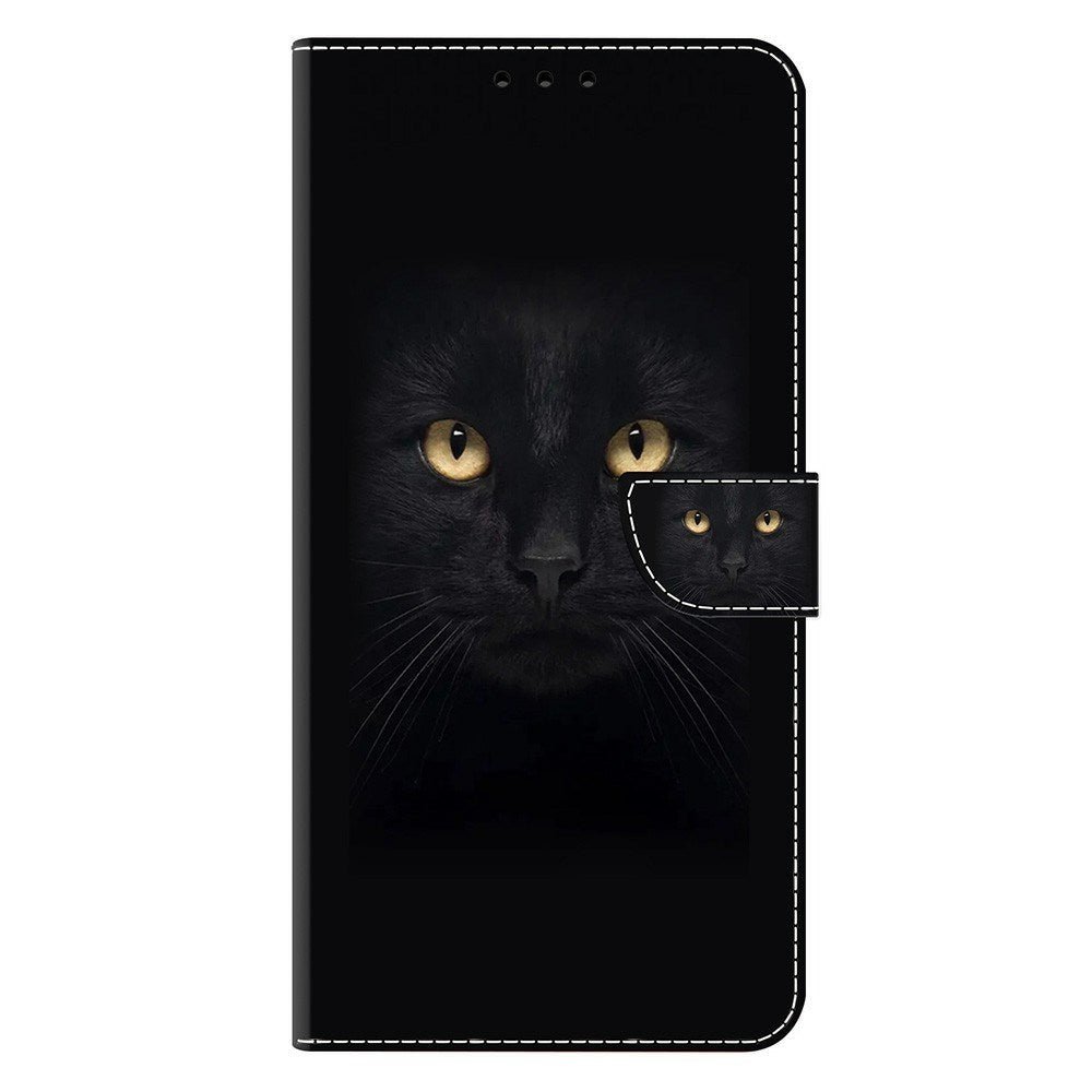 Samsung Galaxy A37 EIDERWOOD Flip Case with Card Holder & Stand Function - Black Cat