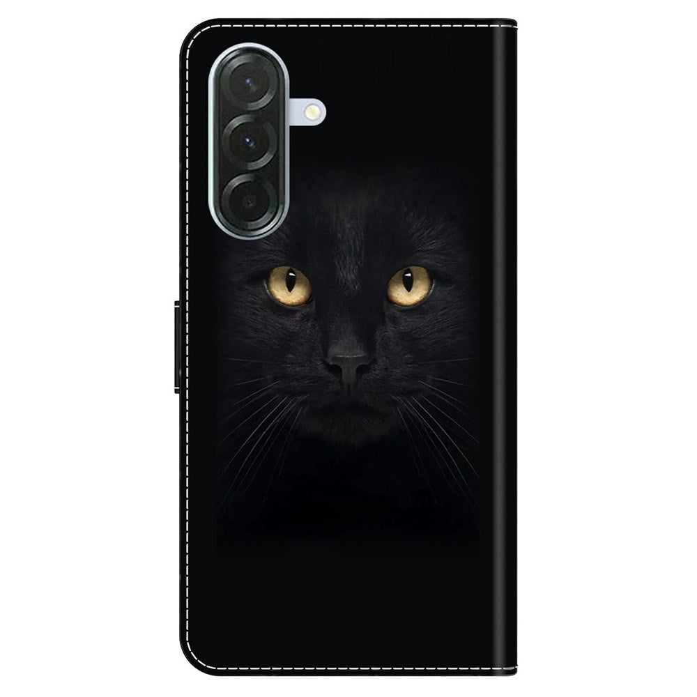 Samsung Galaxy A37 EIDERWOOD Flip Case with Card Holder & Stand Function - Black Cat