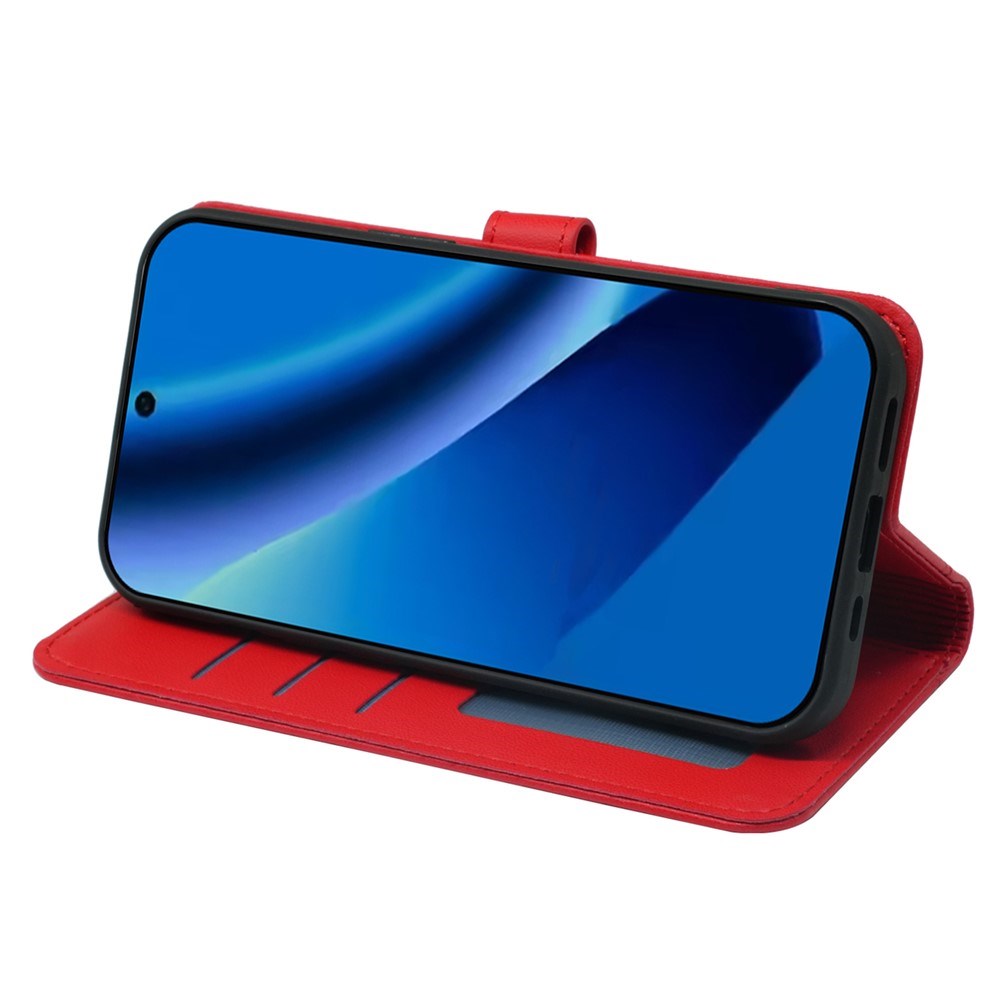 Google Pixel 10a EIDERWOOD Faux Leather Flip Case with Card Holder & Stand Function – Red