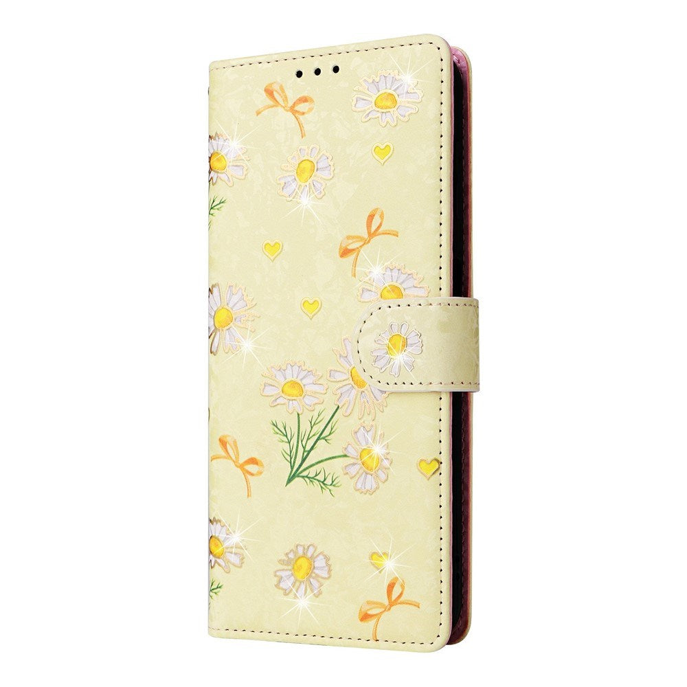 Samsung Galaxy S26 EIDERWOOD Faux Leather Flip Case with Flowers - Yellow Daisy
