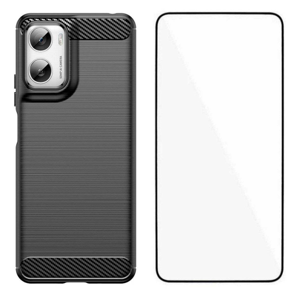 Motorola Moto G06 / G06 Power EIDERWOOD Carbon Fiber Case with Screen Protection - Black