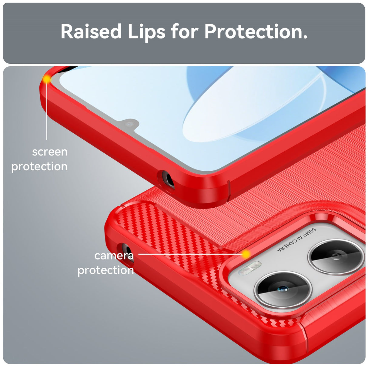 Motorola Moto G06 / G06 Power EIDERWOOD Carbon Fiber Case with Screen Protection - Red