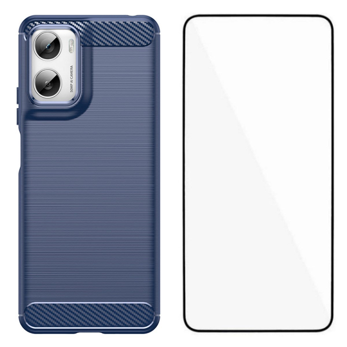 Motorola Moto G06 / G06 Power EIDERWOOD Carbon Fiber Case with Screen Protection - Blue