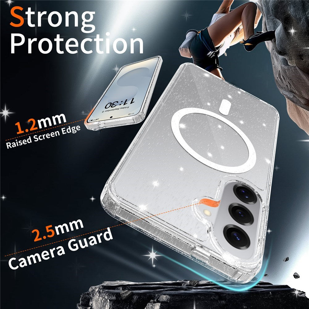 Samsung Galaxy S26+ (Plus) EIDERWOOD Magnetic Plastic Glitter Case - MagSafe Compatible - Transparent