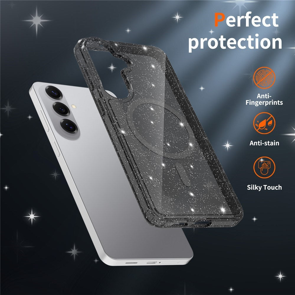 Samsung Galaxy S26+ (Plus) EIDERWOOD Magnetic Plastic Glitter Case - MagSafe Compatible - Transparent / Black