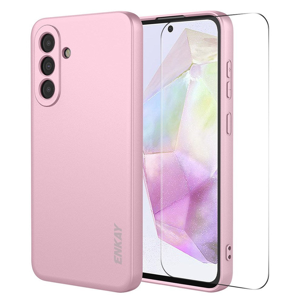 Samsung Galaxy A37 ENKAY Silicone Case with Screen Protector - Pink