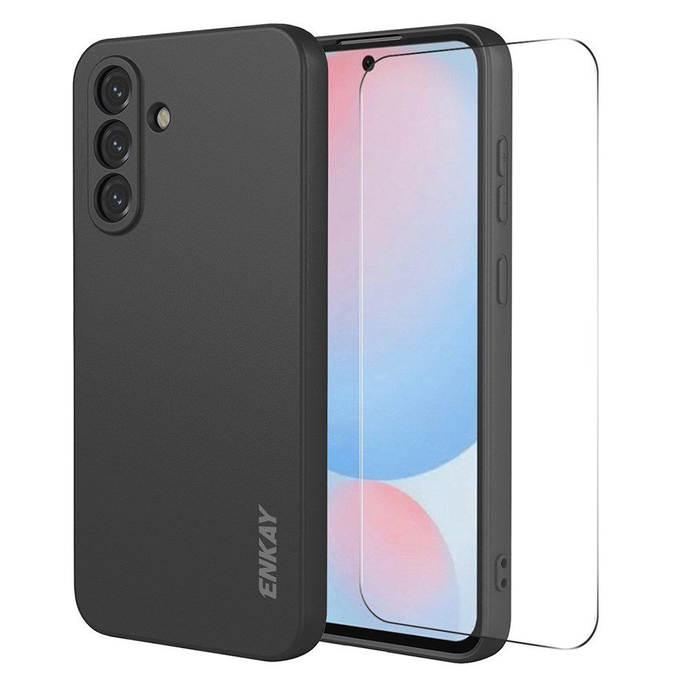 Samsung Galaxy A57 ENKAY Silicone Case with Screen Protector - Black