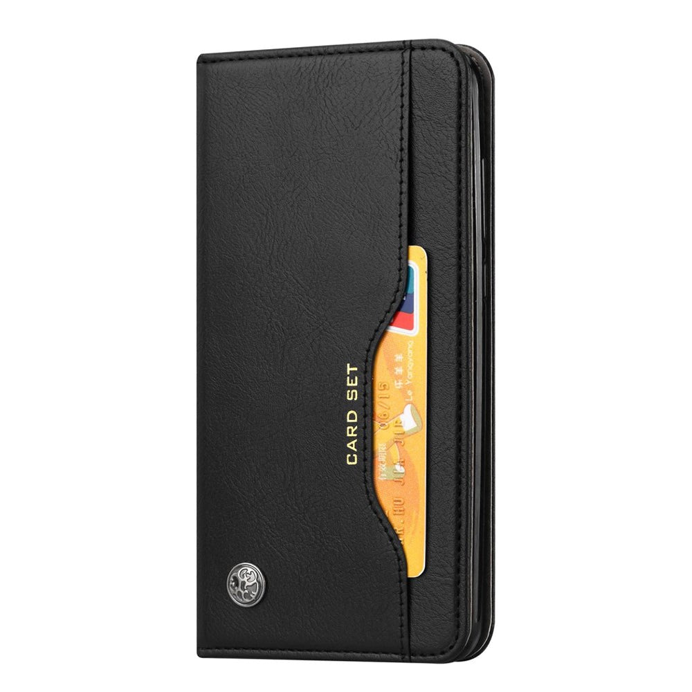 Samsung Galaxy S23+ (Plus) Glossy Leather Flip Case w. 3 Card Holders and Front Pocket - Black