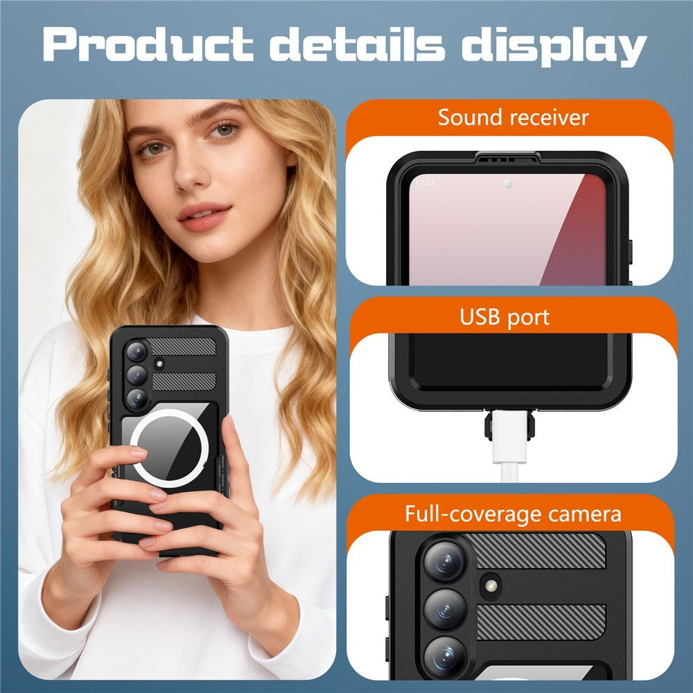 Samsung Galaxy S26 Redpebber Waterproof Hybrid Plastic Case – MagSafe Compatible – Black