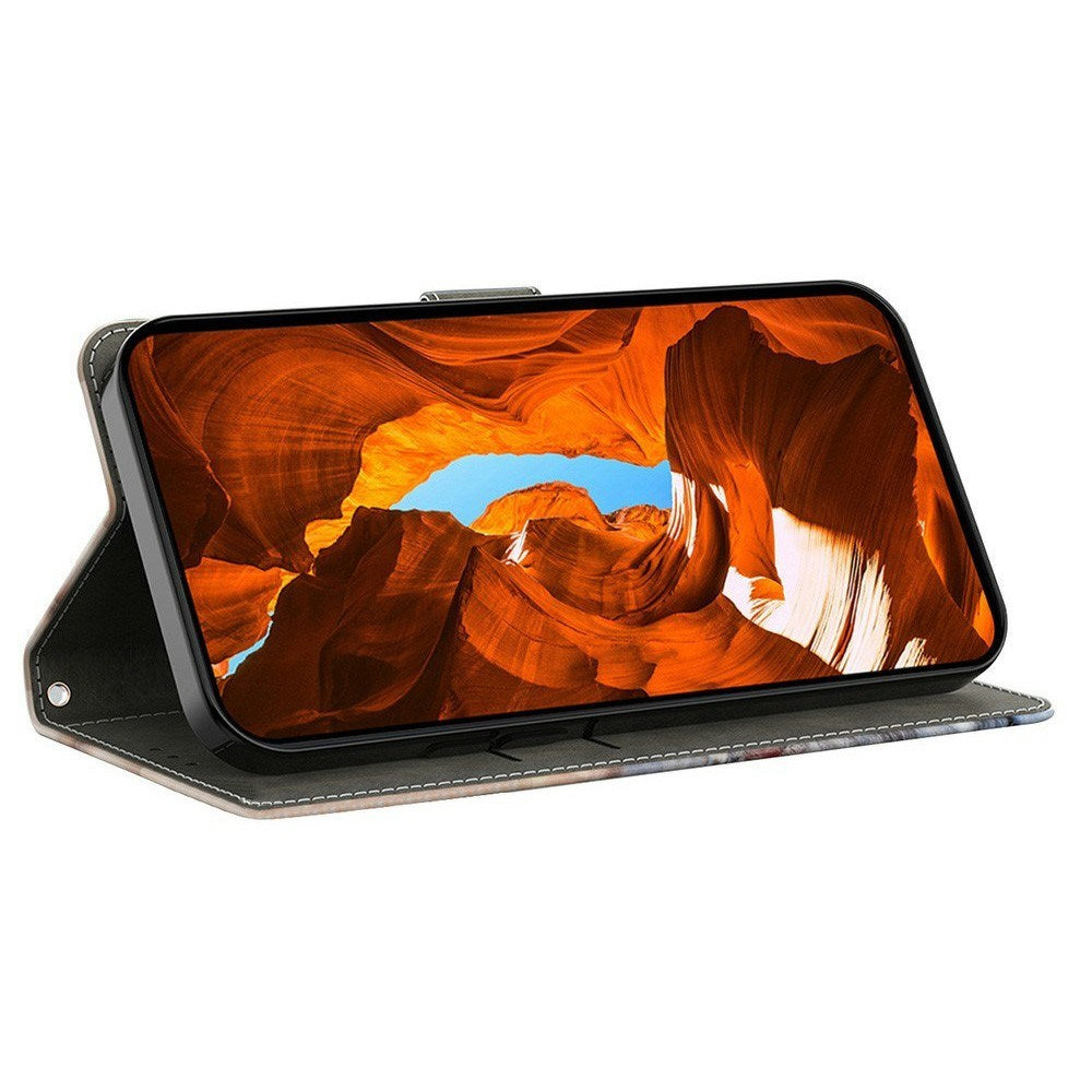 Samsung Galaxy A57 EIDERWOOD Faux Leather Case with Built-in Card Holder & Stand Function - Cats