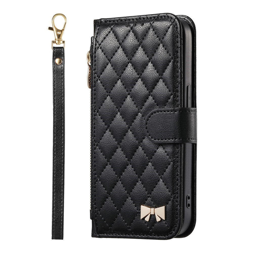 iPhone 18 Pro Max / 17 Pro Max EIDERWOOD Faux Leather Flip Case with Texture & Strap - Black
