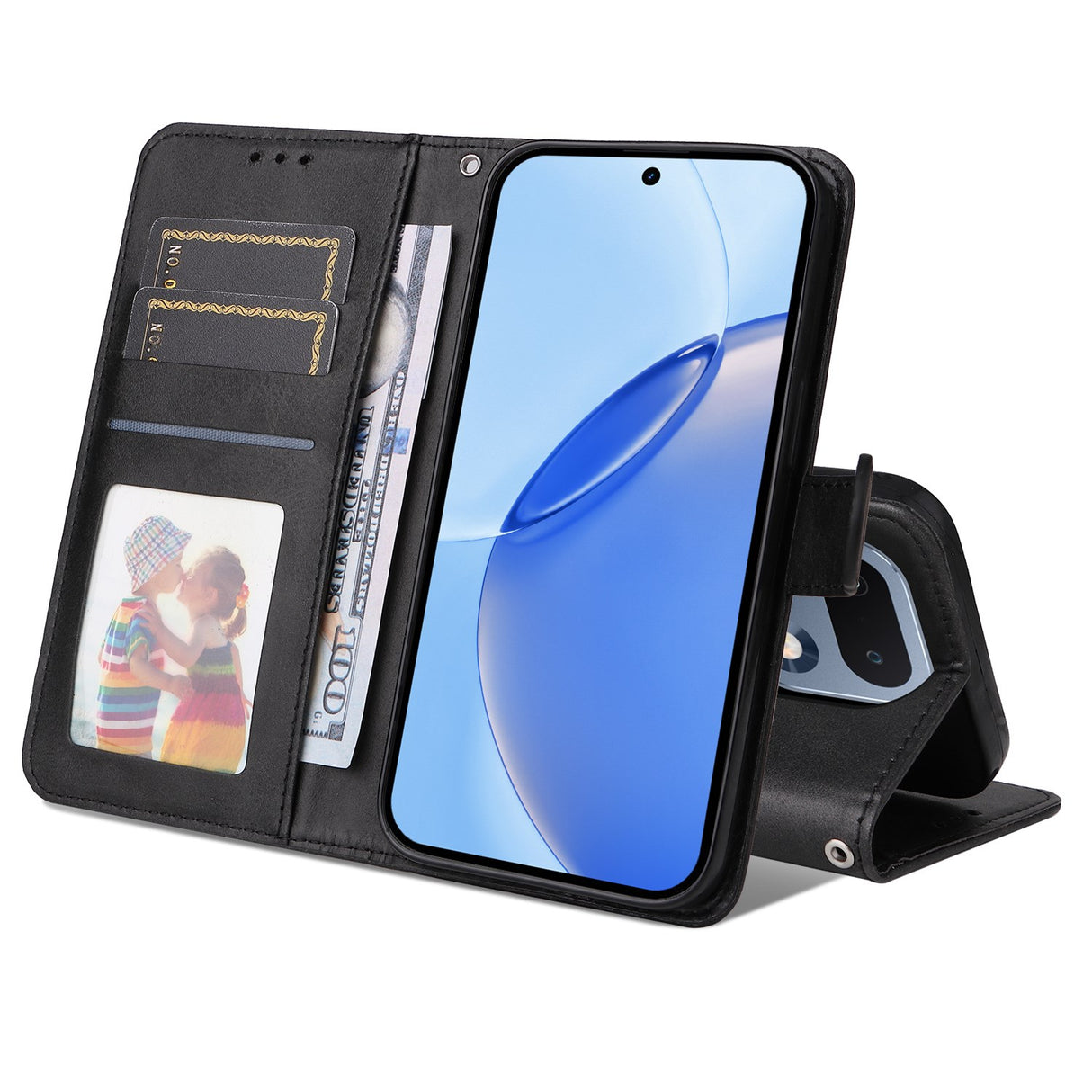 Realme 16 Pro EIDERWOOD Faux Leather Flip Case with Strap - Black