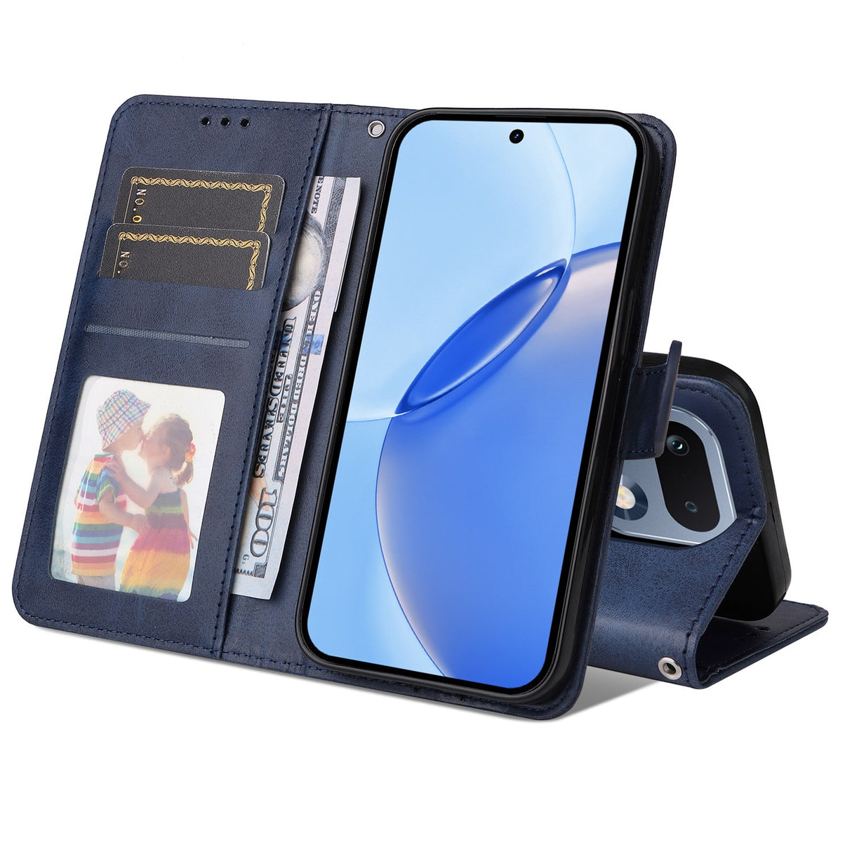 Realme 16 Pro EIDERWOOD Faux Leather Flip Case with Strap - Blue
