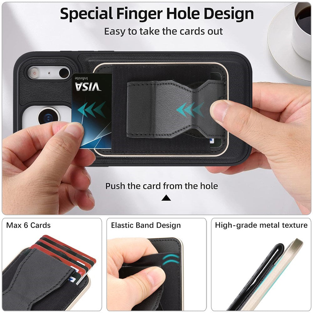 iPhone 17 Pro EIDERWOOD Faux Leather Back Case with Card Holder & Stand Function - MagSafe Compatible - Black