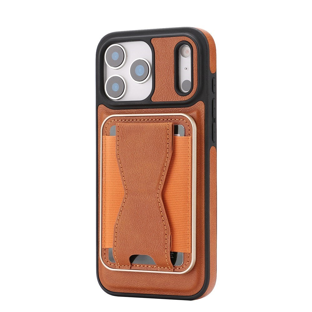 iPhone 17 Pro EIDERWOOD Faux Leather Back Case with Card Holder & Stand Function - MagSafe Compatible - Brown