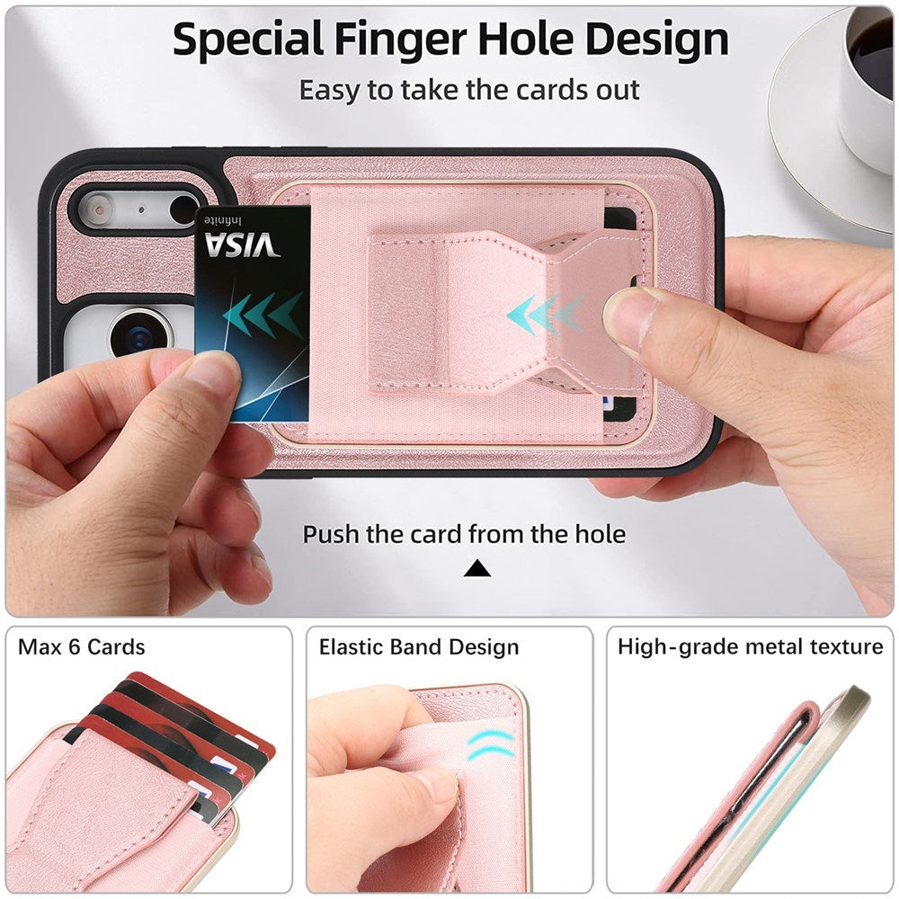 iPhone 17 Pro EIDERWOOD Faux Leather Back Case with Card Holder & Stand Function - MagSafe Compatible - Pink