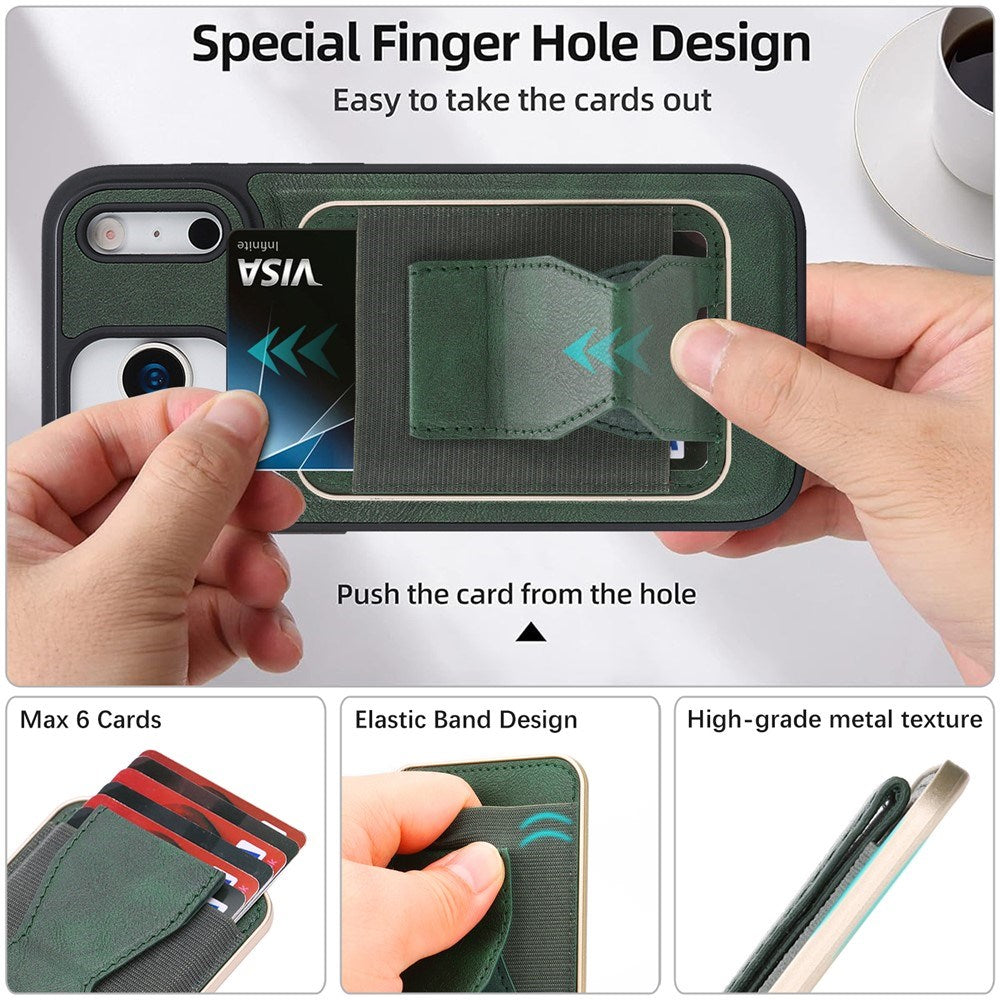 iPhone 17 Pro EIDERWOOD Faux Leather Back Case with Card Holder & Stand Function - MagSafe Compatible - Green