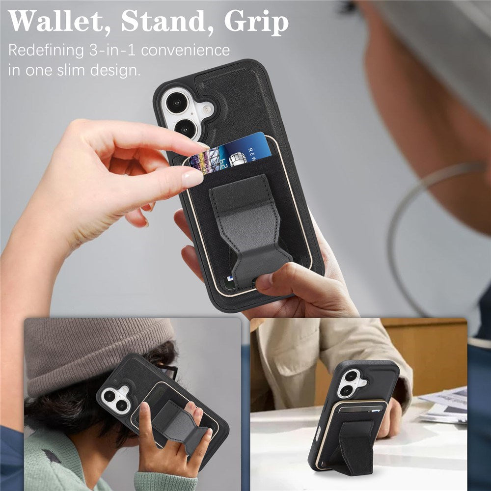 iPhone 17 EIDERWOOD Faux Leather Back Case with Card Holder & Stand Function - MagSafe Compatible - Black