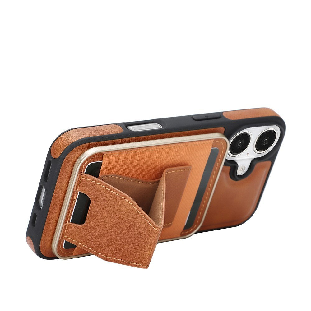 iPhone 17 EIDERWOOD Faux Leather Back Case with Card Holder & Stand Function - MagSafe Compatible - Brown