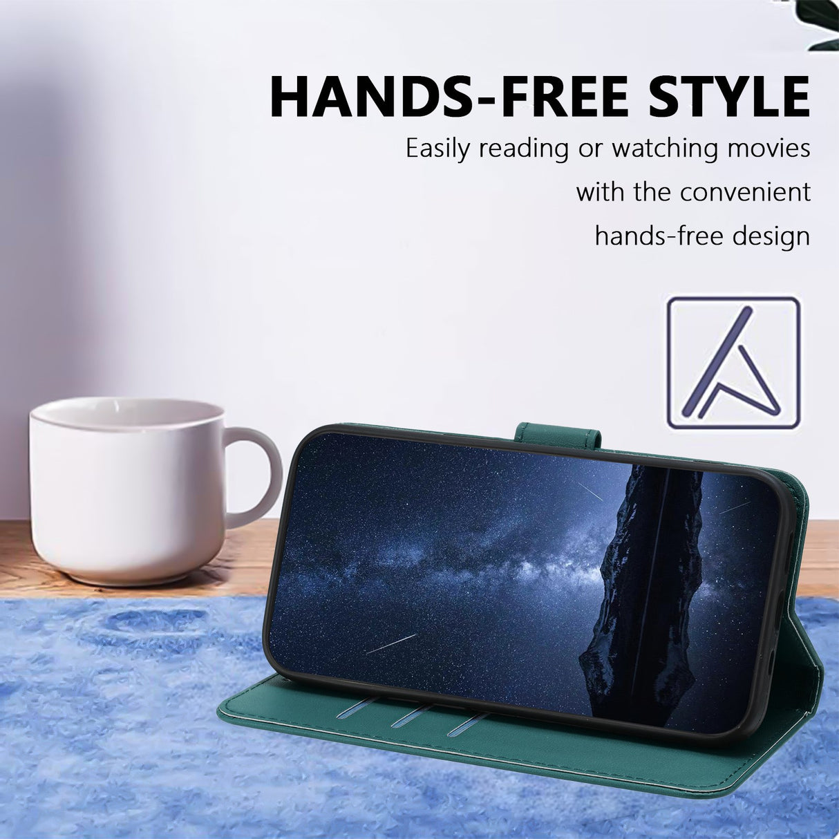 Xiaomi Redmi A7 Pro EIDERWOOD Faux Leather Flip Case with Card Holder & Stand Function - Green