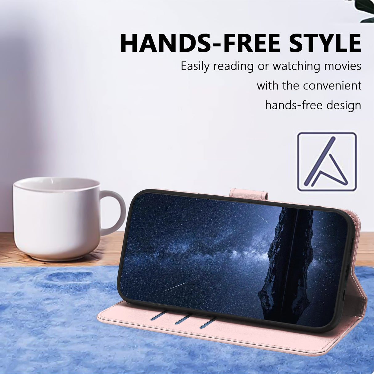 Xiaomi Redmi A7 Pro EIDERWOOD Faux Leather Flip Case with Card Holder & Stand Function - Rose Gold