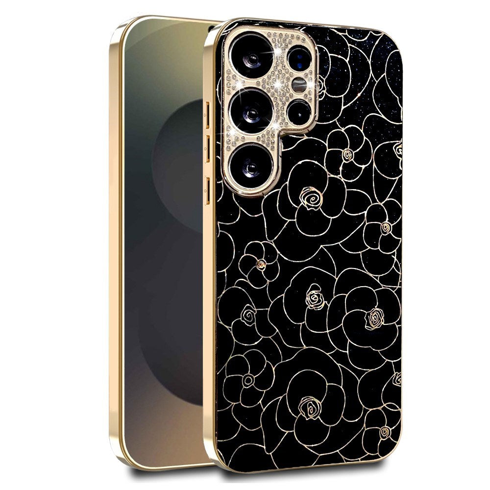 Samsung Galaxy S26 Ultra EIDERWOOD Hybrid Plastic Case with Flowers & Diamond Camera - Black