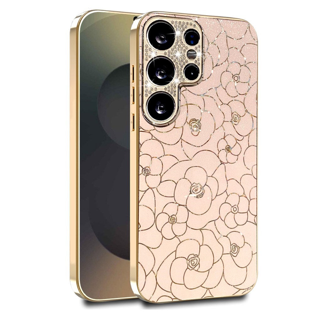 Samsung Galaxy S26 Ultra EIDERWOOD Hybrid Plastic Case with Flowers & Diamond Camera - Pink