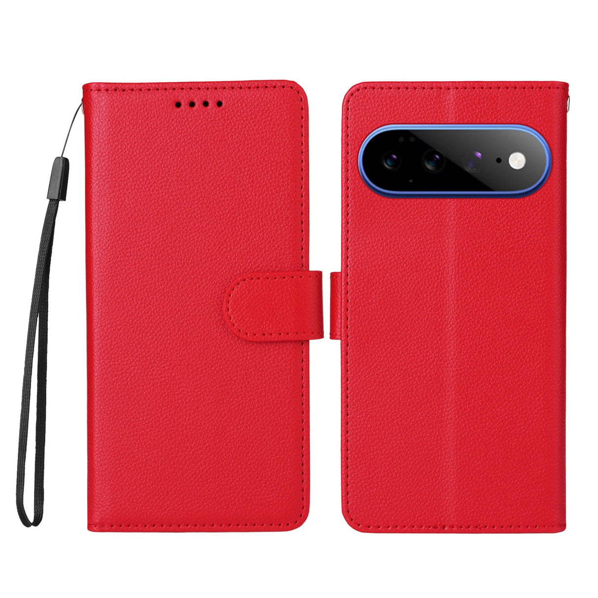 EIDERWOOD Google Pixel 11 Pro XL Flip Case - Card Holder & Wrist Strap - Red