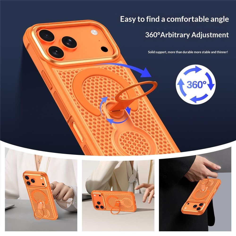iPhone 17 Pro EIDERWOOD Hybrid Case with Heat Dissipation & 360° Rotating Kickstand - MagSafe Compatible - Black