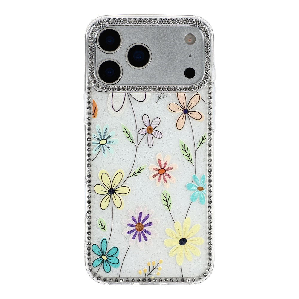 iPhone 17 Pro Max EIDERWOOD Hybrid Case with Rhinestone & Floral Design - White / Multicolor Flowers