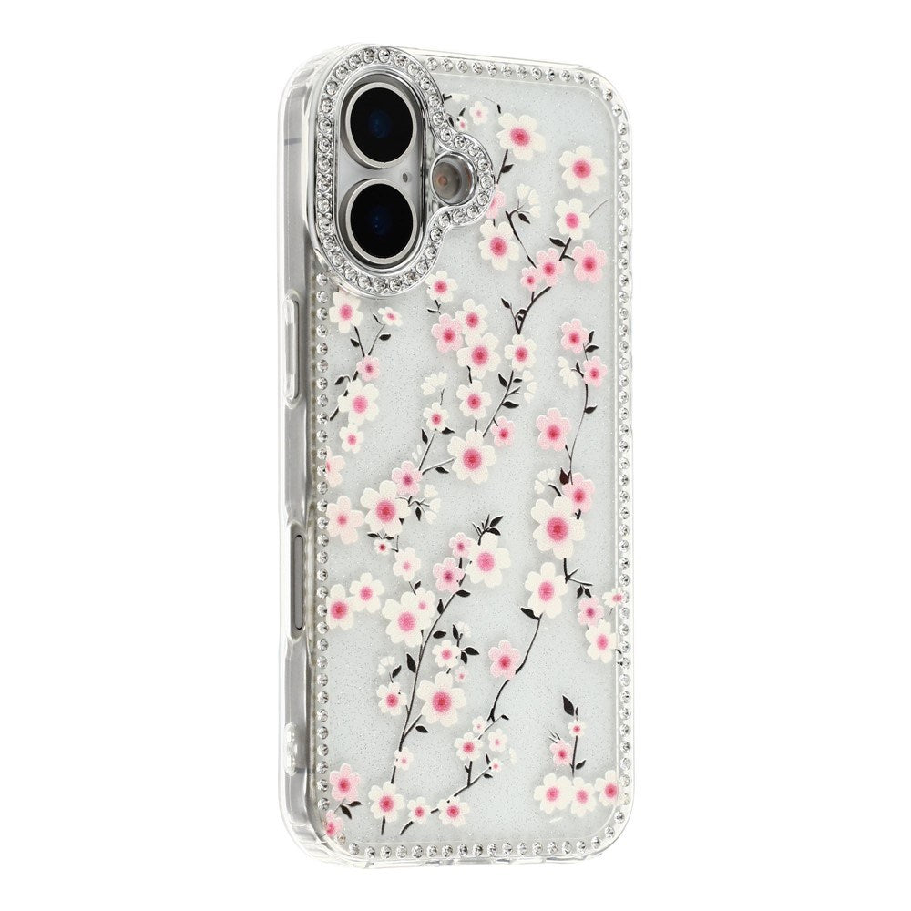 iPhone 17 EIDERWOOD Hybrid Case with Rhinestone & Floral Design - Transparent / Cherry Blossoms