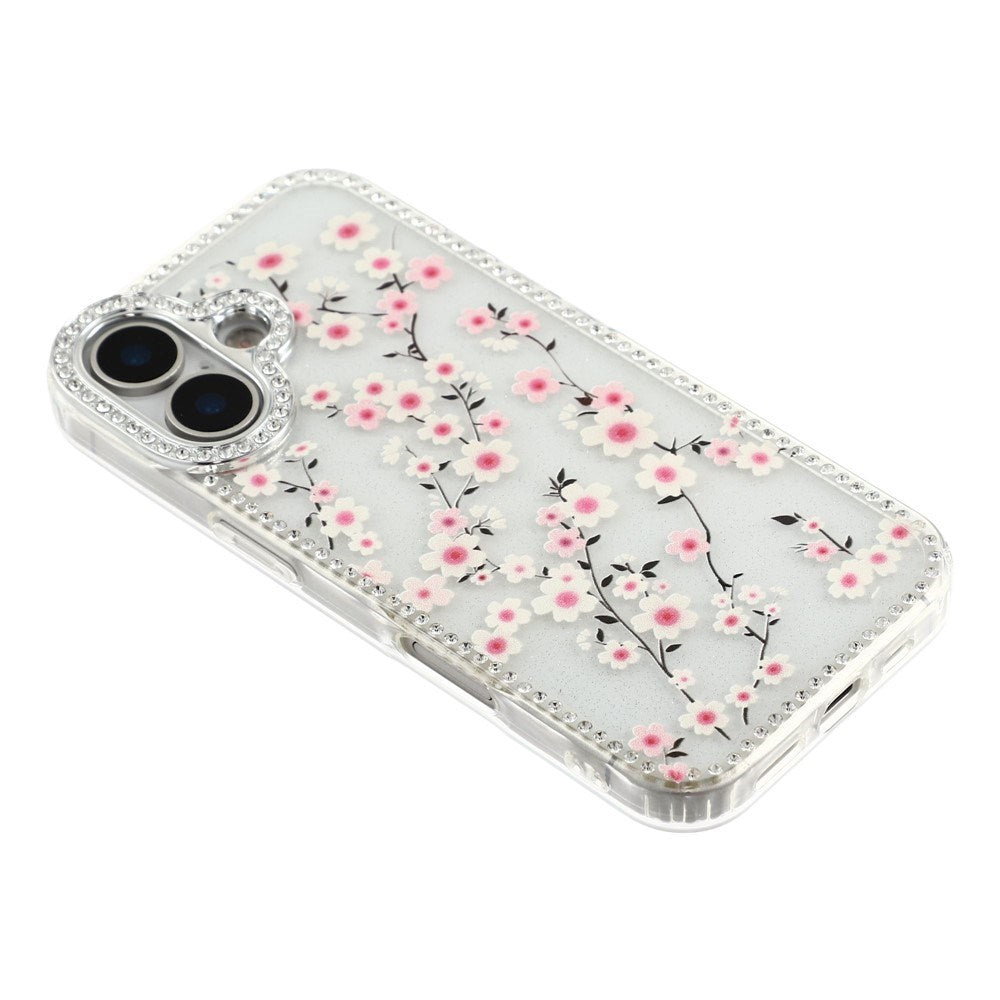 iPhone 17 EIDERWOOD Hybrid Case with Rhinestone & Floral Design - Transparent / Cherry Blossoms